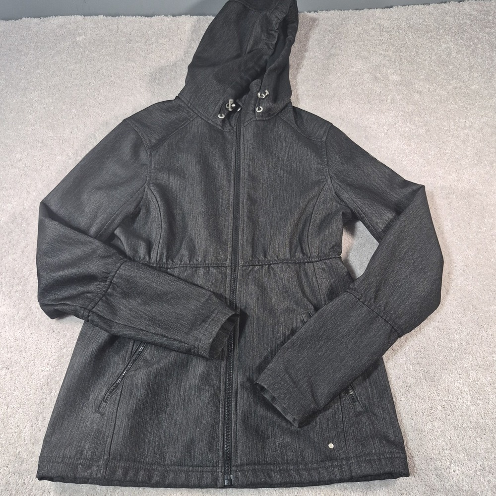 Womens Small SPYDER ALYCE Waterproof Hooded zip up Jacket dark gray microfiber